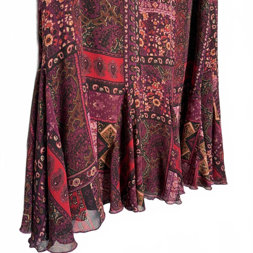 Pink and Purple Bohemian Style Patchwork Midi Skirt - Picture 3 of 6